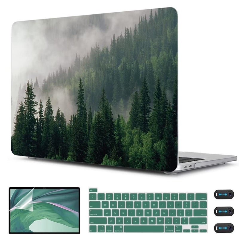 CISSOOK Compatible with MacBook Pro 13 inch Case M2 A2338 with Touch Bar 2023 Release  Forest Hard Shell Case with Keyboard Cover +Screen Protector for Pro 13 2023-2020 A2338 M1 A2251 a2289  Forest - Image 1